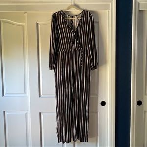 Long-sleeved xhilaration striped jumpsuit, size XL